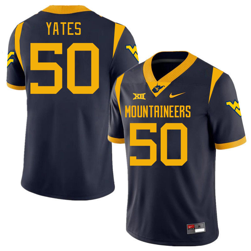 #50 Brandon Yates West Virginia Mountaineers College 2024 New Uniforms Football Jerseys Stitched Sale-Navy